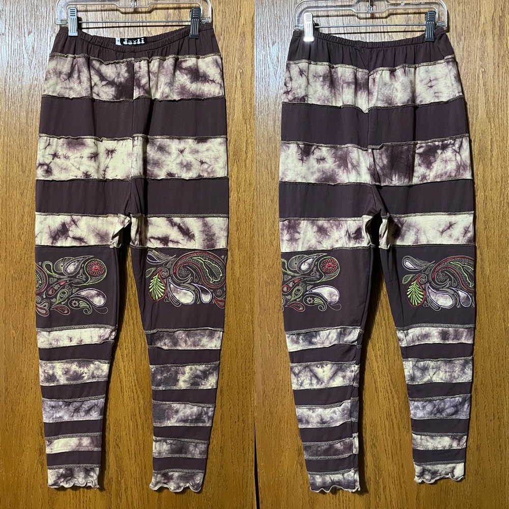 Jayli Brown and Cream Patchwork Paisley Leggings